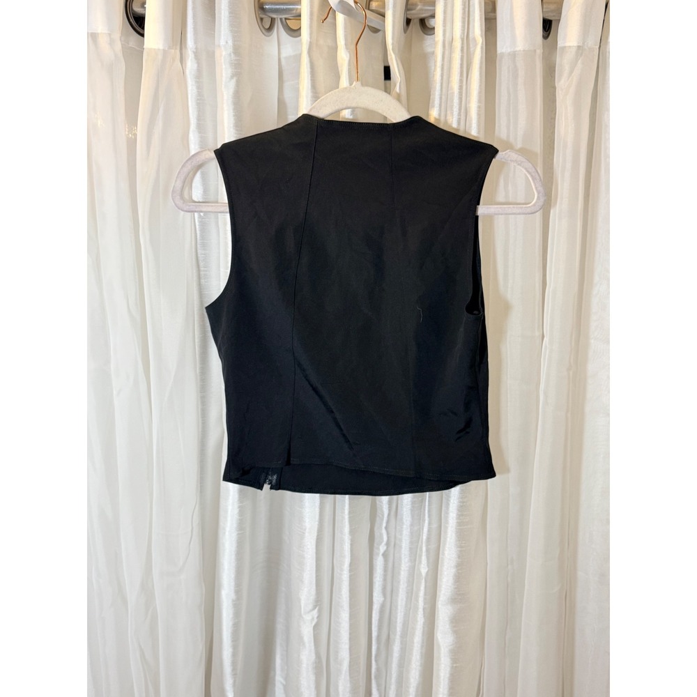 Giorgio Armani Top Womens 40 Black Asymmetrical Zip Sleeveless Borgonuovo 21 - Picture 3 of 3
